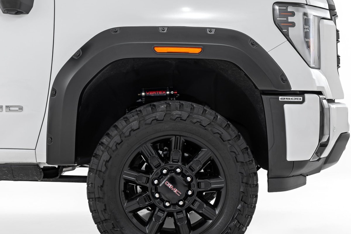 GMC Sierra 3500 HD Fender Flares - Rough Country - Pocket - GBD Aegean Stone - '20-'26